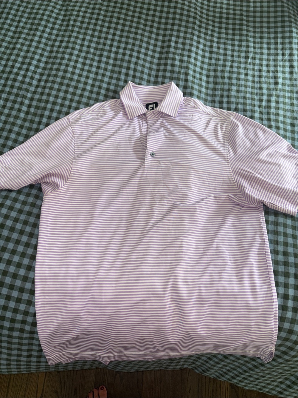 FootJoy Light Purple and White Striped Polo